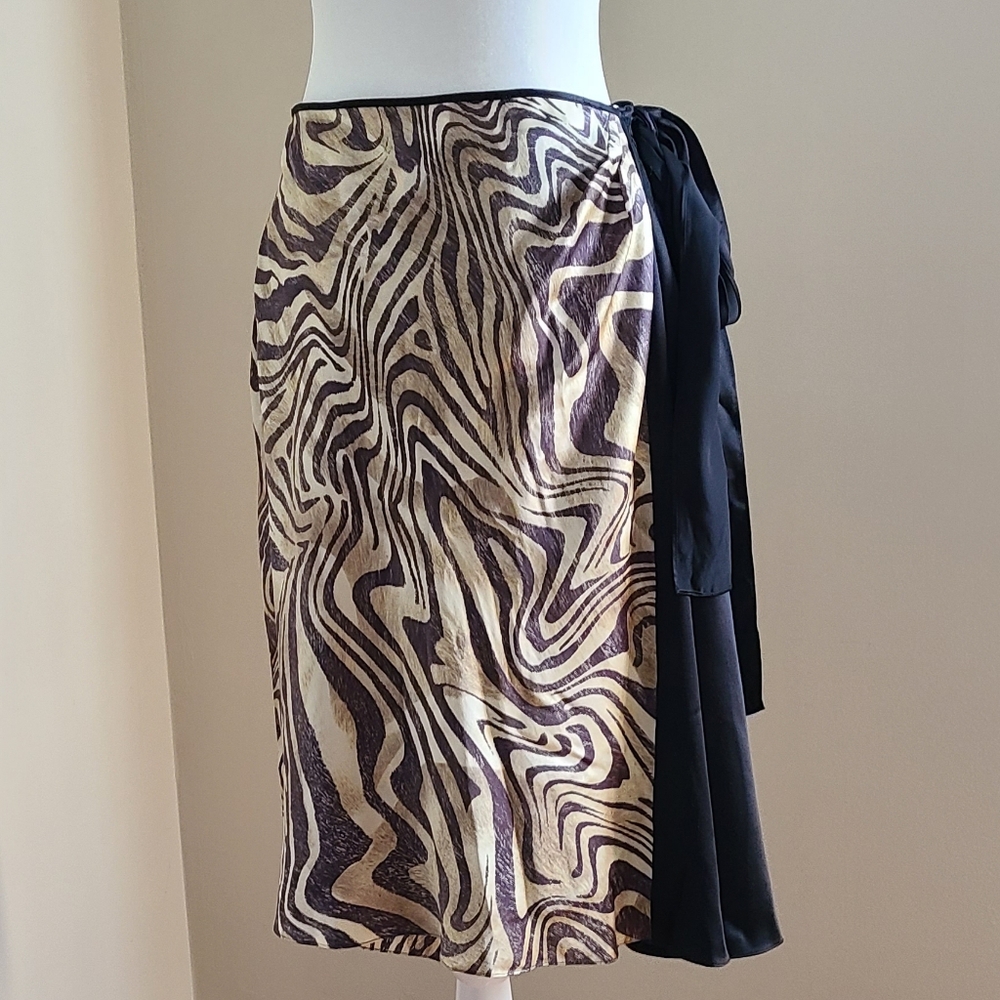 Dana Buchman Womens Silk Zebra Pattern Wrap Skirt Size 12